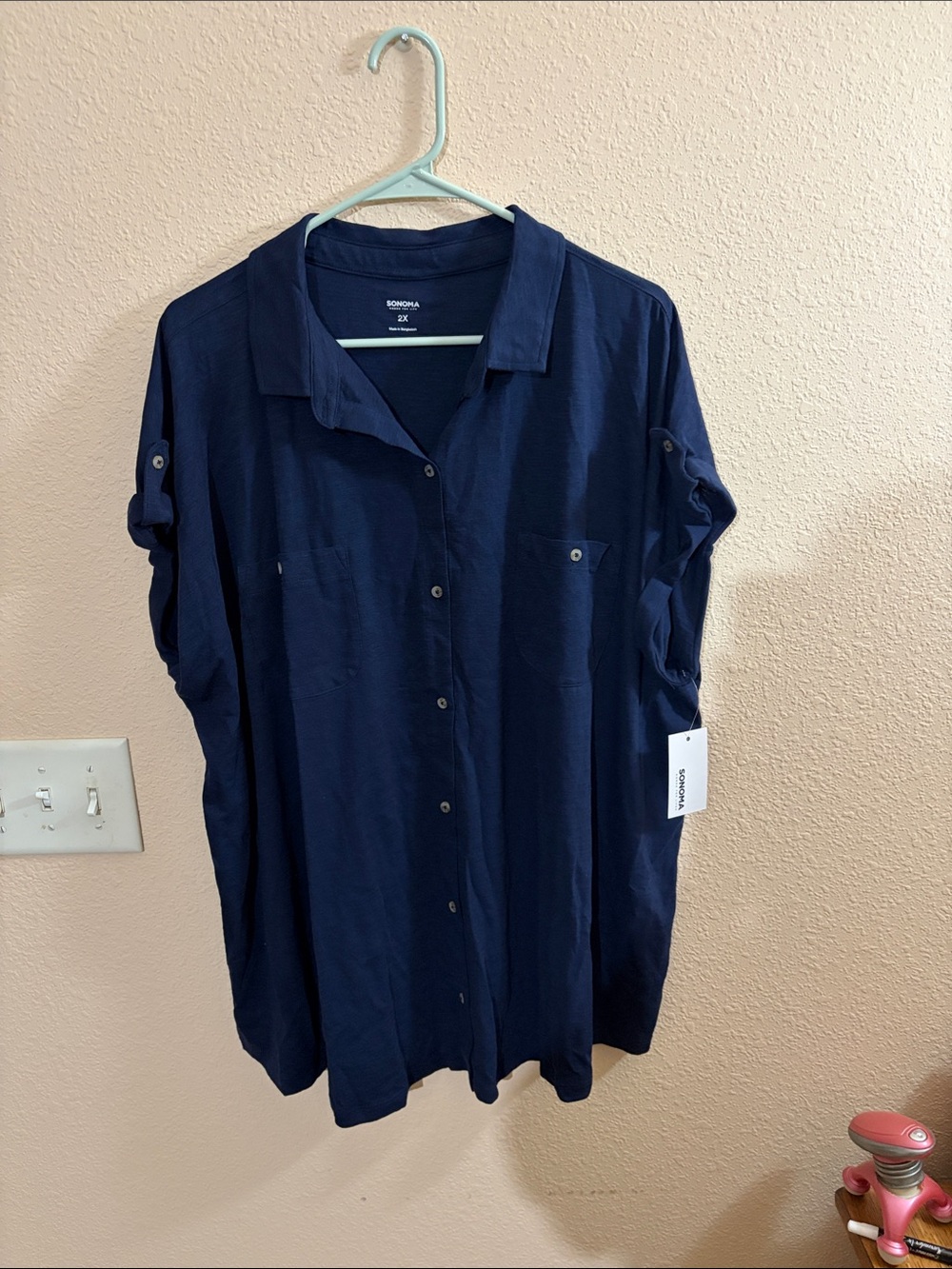 NWT Sonoma Navy Button-Front Shirt